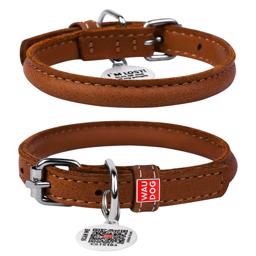 WauDog Rundsytt Läder Halsband Brun